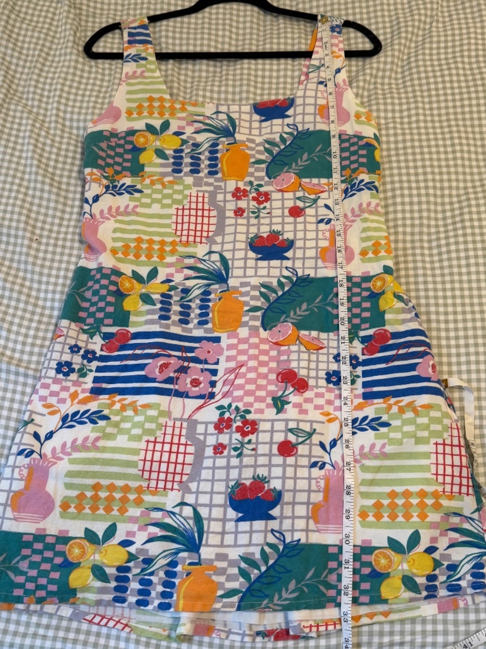 Japna Linen Blend Mini Dress Fruit Print Women's Large Sleeveless Euro Summer - Picture 7 of 8